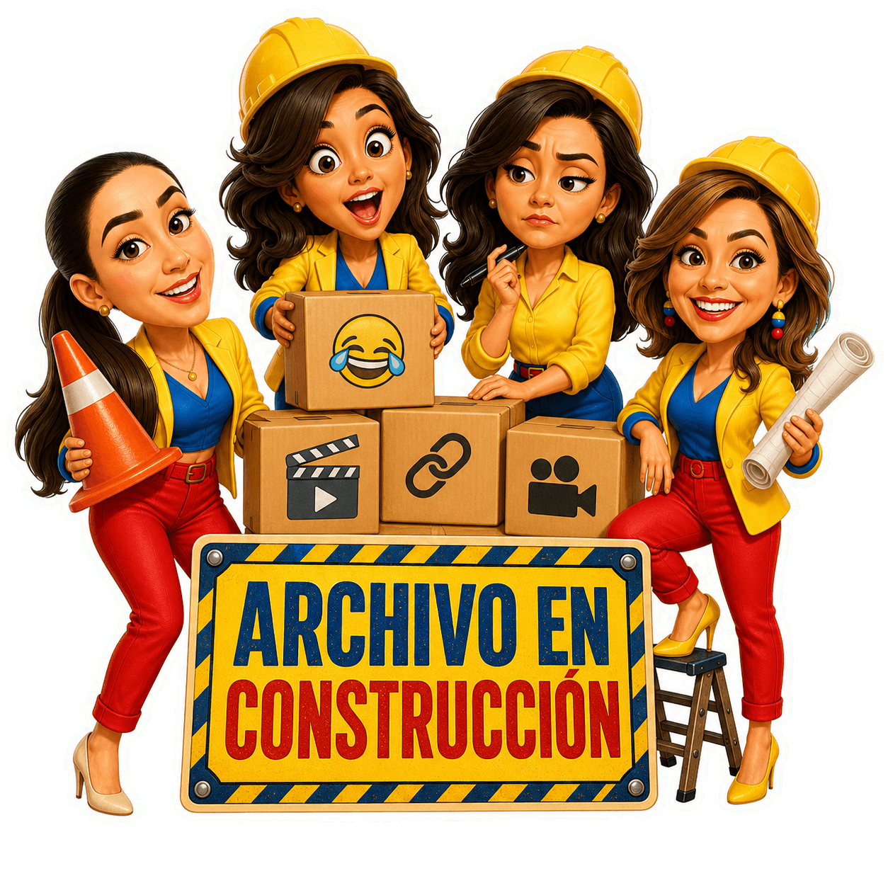 Caricatura archivando memes con el mensaje Archivo en construcción