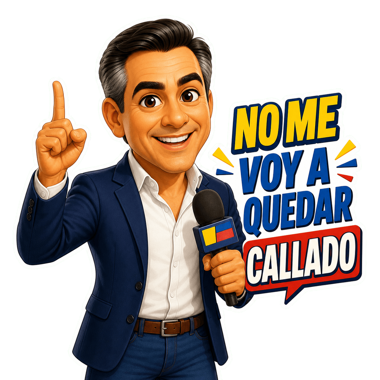 Caricatura de periodista con megáfono y el mensaje No me voy a quedar callado